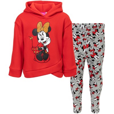 Disney Minnie Mouse Mickey Mouse Girls Pullover Fleece Hoodie and Leggings Outfit Set Little Kid to Big Kid