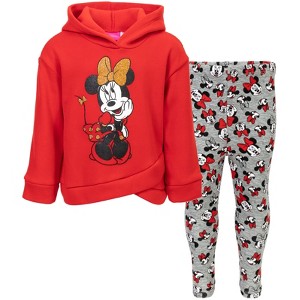 Disney Minnie Mouse Mickey Mouse Girls Pullover Fleece Hoodie and Leggings Outfit Set Little Kid to Big Kid - 1 of 4