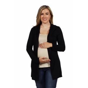 24seven Comfort Apparel Open Front Lightweight Hooded Maternity Cardigan - 1 of 4