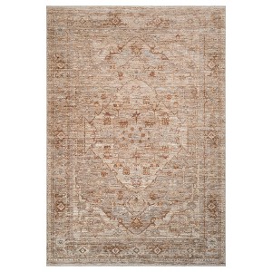 Beige And Brown Floral Medallion Area Rug With Fringe - 1 of 4