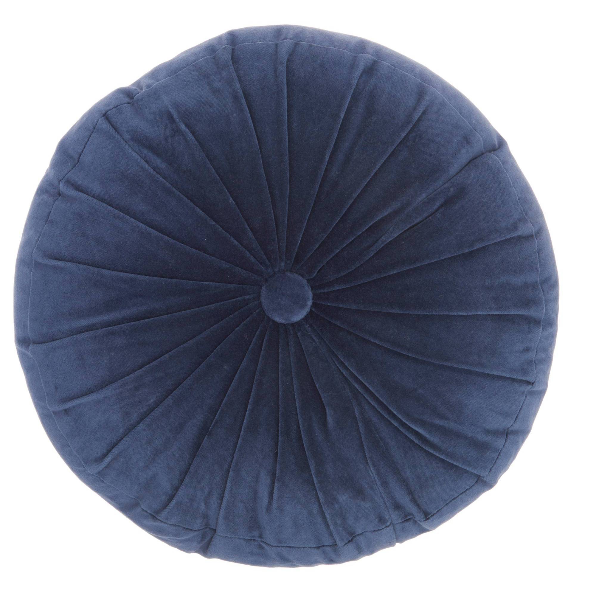 16" Ruched Velvet Round Throw Pillow Navy - Mina Victory: Luxury Glam Decor, Cotton Velvet, Indoor Use