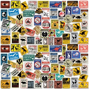 Jurassic World Caution Signs 100ct Vinyl Large Deluxe Stickers Variety Pack - 1 of 4