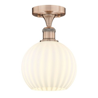 White Venetian - 1 Light Semi-Flush Mount In Modern Style-10.13 Inches Tall and 8 Inches Wide