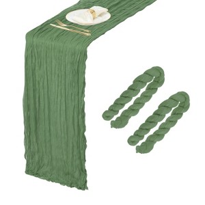 Unique Bargains Light Elegant Romantic Sheer Rustic Gauze Table Decoration Runner 2 Pcs - 1 of 4