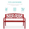 Best Choice Products Outdoor Steel Bench Garden Patio Porch Furniture w/ Floral Design Backrest - 3 of 4