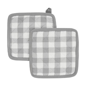 Annie Buffalo Check Grey Pot Holder Set of 2 8x8 - 1 of 3