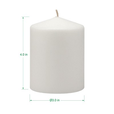 Elegant White Paraffin Pillar Candles 6-Pack, 3x4 Inches