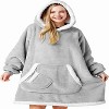 Joyfy Adults Wearable Blanket Hoodie for Women Men Giant Pocket Sleeves FlaWarm Oversized Fleece Winter Sweatshirt Blanket Birthday Gift GRAY - 3 of 4