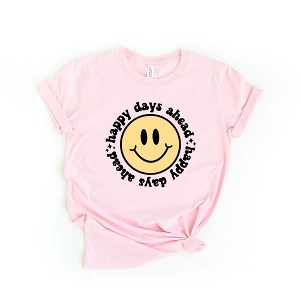 Simply Sage Market Women's Happy Days Ahead Smiley Face Short Sleeve Graphic Tee - 1 of 2