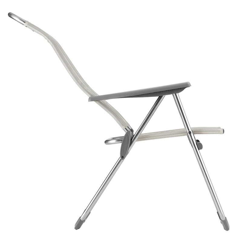 Lafuma Alu Cham Adjustable Lightweight Ergonomic Rust-Free Outdoor Folding Patio Armchair with 5 Seating Positions & Batyline Ventilated Fabric, Rye, 3 of 7
