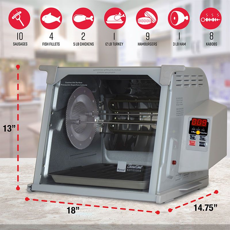 Ronco Digital Rotisserie Oven, Platinum Digital Design, Large Capacity (240oz) Countertop Oven, 3 of 9