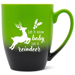 Elanze Designs Let It Snow Baby Let It Reindeer Two Toned Ombre Matte Green and Black 12 ounce Ceramic Stoneware Coffee Cup Mug - 1 of 4