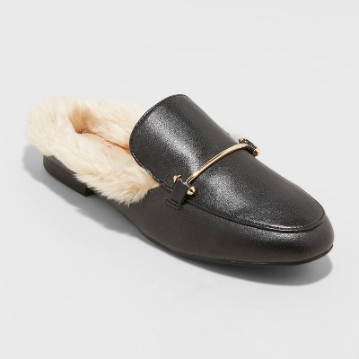 Women's Rebe Faux Fur Mules - A New Day 