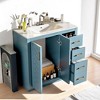 36" Indigo Bathroom Vanity with Sink – Solid Wood Frame, 3 Drawers, 2 Doors, Ceramic Basin, Soft-Close Hardware, Storage Cabinet - 2 of 4