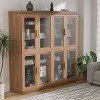 PexFix Wood Grain Glass Door Storage Cabinet Modern Display Organizer Dust Storage Shelves - 2 of 4
