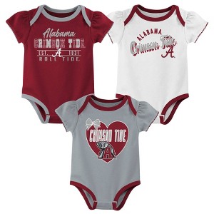 NCAA Alabama Crimson Tide Infant Girls' 3pk Bodysuit - 1 of 4