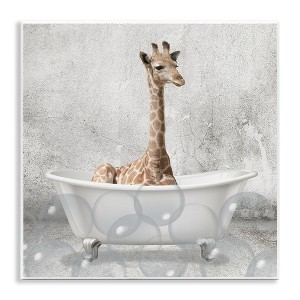 Stupell Industries Baby Giraffe Bath Time Wall Plaque Art, 12" x 12" - 1 of 4
