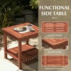 Resenkos Garden Coffee Tables,Outdoor Furniture Tables,Set of 2 Double-Tier Acacia Wood Patio Side Table with Slatted Tabletop and Shelf Brown - 3 of 4