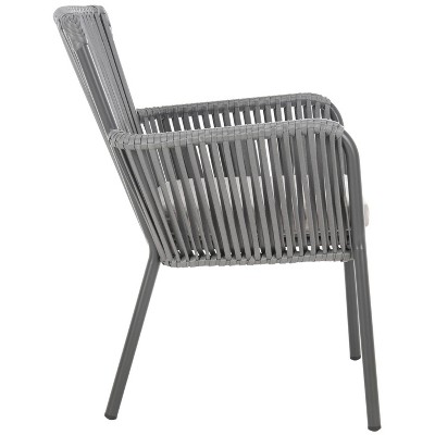 Gray Rope Arm Dining Chair with Cushions, Set of 2