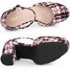 Allegra K Women's Platform Closed Toe Heels Plaid Mary Janes Chunky Pumps - 4 of 4