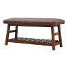 TiramisuBest Grey and Oak Tufted Bench, Grey Fabric Entryway Bench, 50.0"L x 18.0"W x 17.0"H - 3 of 4