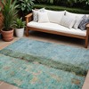 Blue And Gold Abstract Washable Indoor Outdoor Area Rug - 2 of 4