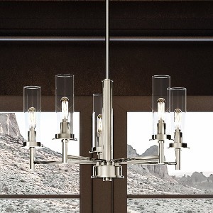 Urban Ambiance Luxury New Traditional Chandelier 24.375''H x 23''W,  Brushed Nickel Finish,  Griffith Collection, UHP3981 - 1 of 4