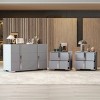 Modern Mirrored 6-Drawer Dresser with 2 Bedside Tables, 3-Piece Storage Cabinet Set for Bedroom, Living Room, or Entryway – The Pop Home - 2 of 4
