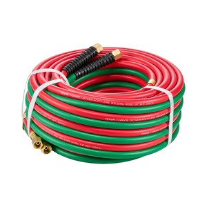 VEVOR Oxygen Acetylene Hose, 1/4-Inch x 50FT Oxy Acetylene Hose with 9/16"-18 B Fitting, 300PSI T Grade Welding Cutting Torch Twin Hose, Red and Green - 1 of 4