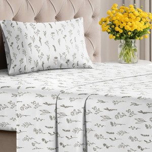 Luxuriously Soft 4-Piece Floral Sheet Set - Wrinkle-Resistant, Printed Pattern - CGK Linens - 1 of 4