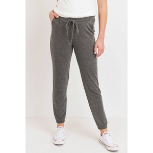 Women's Two-Tone Brushed Terry Maternity Sweatpants - Hello Miz S - 1 of 4