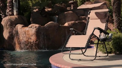 Ice Gray Zero Gravity Outdoor Lounger with Canopy and Side Tray
