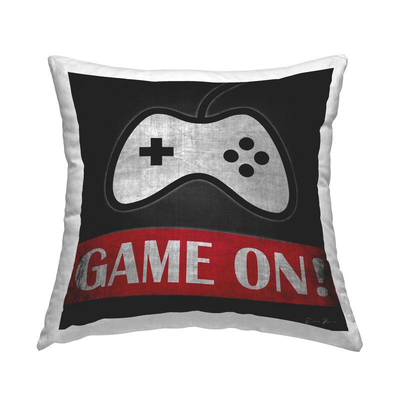 Stupell Industries Game On Bold Gamer Phrase Retro Controller Printed Pillow, 18 x 18, 1 of 3