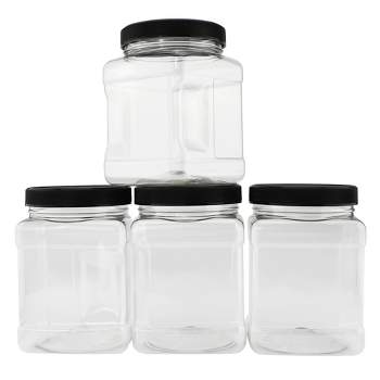 Three Tall Clear Plastic Canisters w/White Lids & Chalk Labels 2.5 Quart 10 Cup