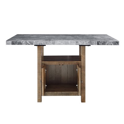 Grayson Gray Marble and Driftwood 7-Piece Counter Dining Set