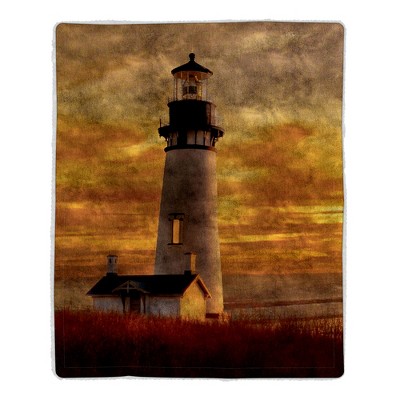 Sherpa Fleece Throw Blanket- Lighthouse Print Pattern, Lightweight Hypoallergenic Bed or Couch Soft Plush Blanket for Adults and Kids by Hastings Home