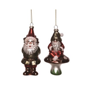 Transpac Glass Forest Gnome Ornament Set of 2 Christmas Home Decorations - 1 of 1