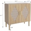 Garvee Bohemian Buffet Cabinet with Woven Rattan Doors, Adjustable Shelves & Sturdy Wood Legs ¨C Natural Wood Particle Board Sideboard, Oak - 2 of 4