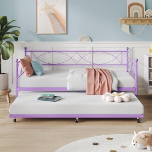 Daybed Twin Size - Metal Day Bed Twin with Stylish Headboard and Premium Steel Slat Support - 1 of 4