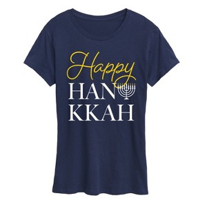 Women's - Instant Message - Happy Hanukkah Short Sleeve Graphic T-Shirt - 1 of 4