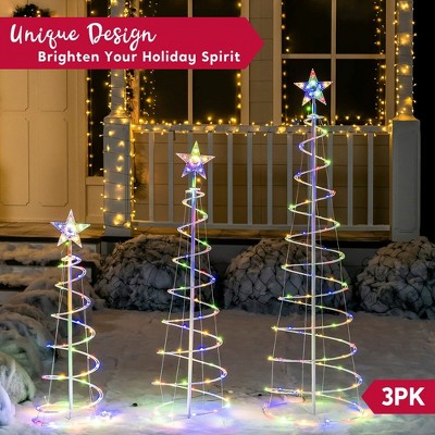 Syncfun 3 Packs Spiral Tree Christmas Decoration Outdoor, 218 Led Xmas ...