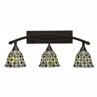 Toltec Lighting Bow 3 - Light Vanity in  Bronze with 7" Crescent Art Glass Shade