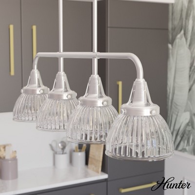 Hunter Fans 7" Brushed Nickel Cypress Grove Linear Chandelier Modern Glass 4-Light Fixture