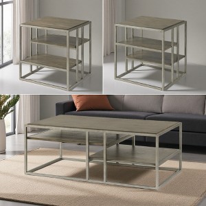 3-Piece Poplar & Acacia Coffee Table Set - 1 of 4