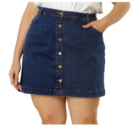 Button up outlet skirt with pockets