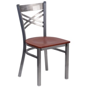 Flash Furniture Clear Coated ''X'' Back Metal Restaurant Chair - 1 of 4