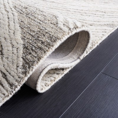 Ivory and Charcoal Abstract Handmade Wool 6' x 9' Area Rug