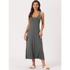 cheibear Women's Sleeveless Racer Back Full Slip Camisole Midi Nightgowns - 3 of 4