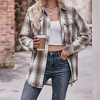 Womens Button Down Flannel Shirts Oversized Long Sleeve Plaid Shackets Business Casual Blouse Top - 4 of 4