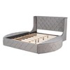 YOOCOZZ Queen Size Velvet Upholstered Platform Bed with Wingback Headboard, Storage Drawer and Side Storage Stools - 4 of 4